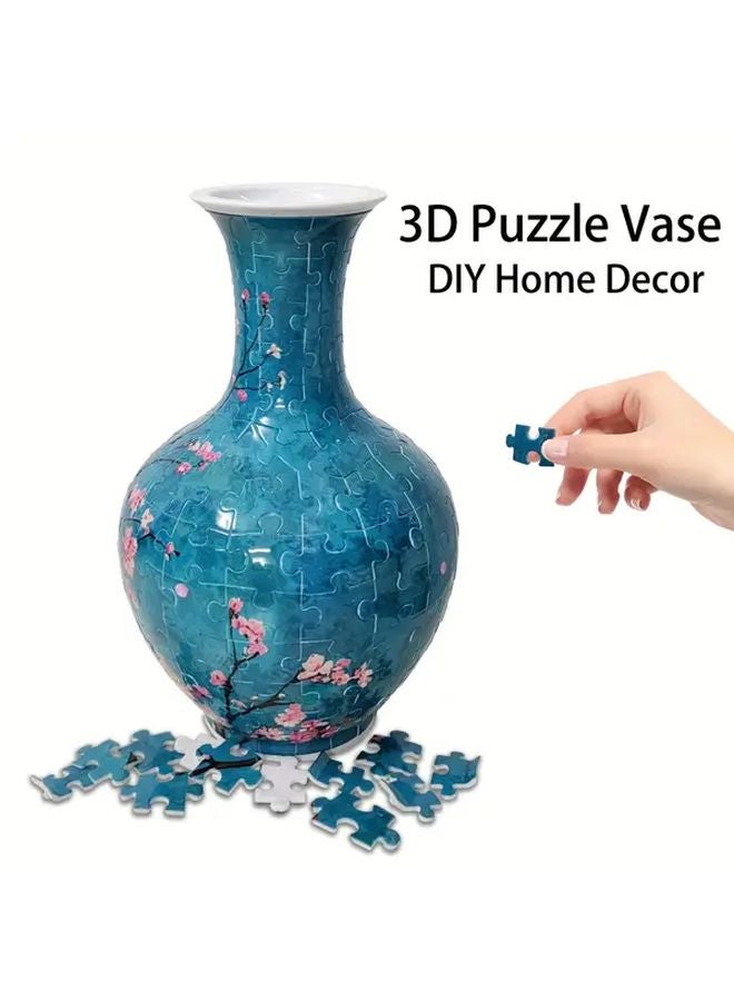 3D Puzzle Vase Plum Blossom Pattern 164 Piece Floral Decor Gift - Image 1
